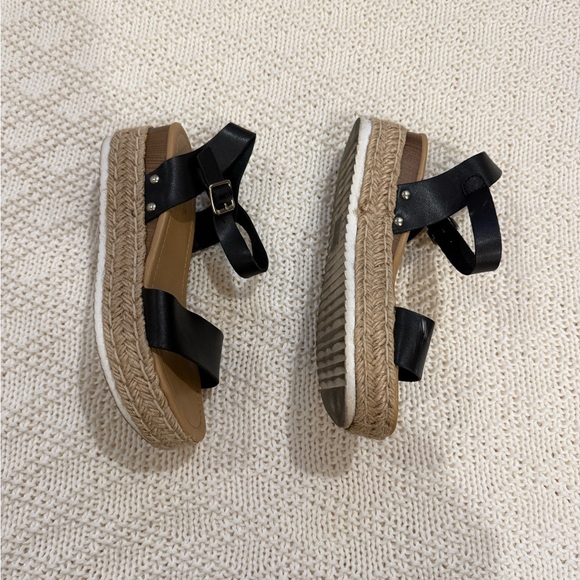 Black Strappy Wedge Sandals - Picture 3 of 4